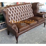 Queen Chesterfield 3 sits soffa brun (A5) i färg helt i äkta skinn