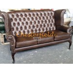 Queen Chesterfield 3 sits soffa brun (A5) i färg helt i äkta skinn