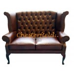 QUEEN Chesterfield 2 sits soffa (A5) brun i färg helt i äkta skinn