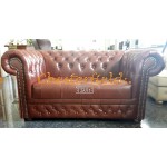 Williams Chesterfield 2 sits soffa (A4) konjak i färg helt i äkta skinn