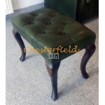 Chesterfield Cambridge fotpall grön i färg (A8) helt i äkta skinn