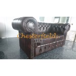 Klassisk XL Chesterfield 2 sits soffa (A5) brun i färg helt i äkta skinn