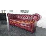 Williams XL Chesterfield 3 sits soffa oxblod i färg helt i äkta skinn