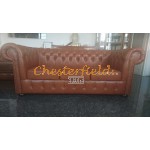 Klassisk XL Chesterfield 3 sits soffa (C12) whisky i färg helt i äkta skinn