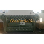 Klassisk Chesterfield 2+1 soffgrupp antikgrön (A8)i färg helt i äkta skinn