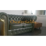 Klassisk Chesterfield 2 sits soffa (A8) grön i färg helt i äkta skinn