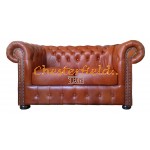 Klassisk XL Chesterfield 2 sits soffa (C12) whisky i färg helt i äkta skinn