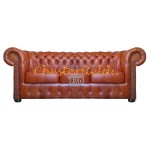 Klassisk Chesterfield 3 sits soffa (C12) whisky i färg helt i äkta skinn