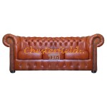 Klassisk XL Chesterfield 3 sits soffa (C12) whisky i färg helt i äkta skinn