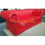 Klassisk Chesterfield 3 sits soffa röd (K55) i färg helt i äkta skinn