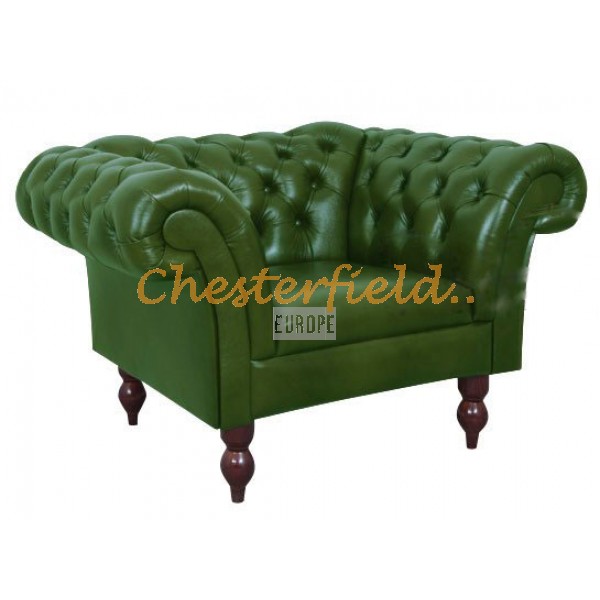 Diva Chesterfield fåtölj grön (A8) i färg helt i äkta skinn 