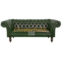 Diva Chesterfield 3 sits soffa grun (A8) i färg helt i äkta skinn