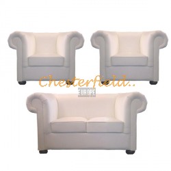 London Chesterfield 2+1+1 soffgrupp vit (K1) i färg helt i äkta skinn