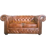 Lord Chesterfield 2 sits soffa (S12) guld i färg helt i äkta skinn