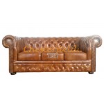 Lord XL Chesterfield 3 sits soffa (S12) guld i färg helt i äkta skinn