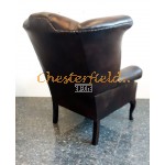 Queen Chesterfield öronlappsfåtölj brun (A5 mörk) i färg helt i äkta skinn