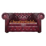 Williams XL Chesterfield 2 sits soffa (A7) oxblod i färg helt i äkta skinn