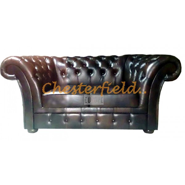 Windchester Chesterfield 2 sits soffa (A5) antikbrun i färg helt i äkta skinn