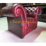 Windchester XL oxblod Chesterfield fåtölj helt i äkta skinn