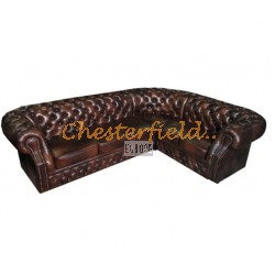 Windsor antikbrun (A5) Chesterfield hörnsoffa med 3+2 sits