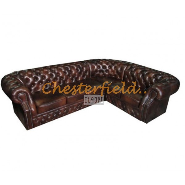 Windsor antikbrun (A5) Chesterfield hörnsoffa med 3+2 sits