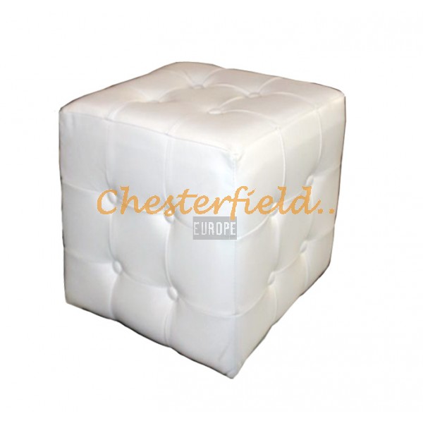 Chesterfield sittpuff vit (K1) i färg helt i äkta skinn