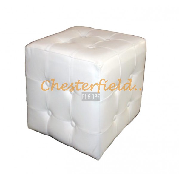 Chesterfield sittpuff vit (K1) i färg helt i äkta skinn