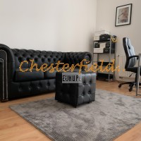 Chesterfield klassisk svart soffa