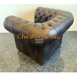 XL Klassisk antik mellanbrun (A5M) Chesterfield fåtölj helt i äkta skinn