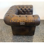 XL Klassisk antik mellanbrun (A5M) Chesterfield fåtölj helt i äkta skinn