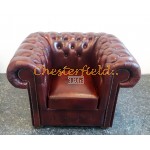 Klassisk XL Chesterfield fåtölj Oxblod i färg helt i äkta skinn