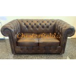 XL Klassisk Chesterfield 2 sits soffa (A5) mellanbrun i färg helt i äkta skinn