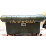 Klassisk XL Chesterfield 2 sits soffa (A8) grön i färg helt i äkta skinn