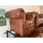 Klassisk XL jordnöt, whisky (C12) Chesterfield fåtölj helt i äkta skinn