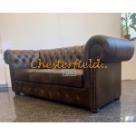 Klassisk Chesterfield 3 sits soffa (A5M) mellanbrun i färg helt i äkta skinn