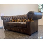 XL Klassisk Chesterfield 3 sits soffa (A5M) mellanbrun i färg helt i äkta skinn