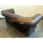 Klassisk Chesterfield 3 sits soffa (A5M) mellanbrun i färg helt i äkta skinn