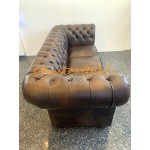 XL Klassisk Chesterfield 3 sits soffa (A5M) mellanbrun i färg helt i äkta skinn