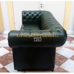 Klassisk Chesterfield 3 sits soffa (A8) grön i färg helt i äkta skinn