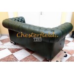 Klassisk XL Chesterfield 3 sits soffa (A8) grön i färg helt i äkta skinn