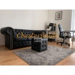 Klassisk Chesterfield 3 sits soffa (K70) svart i färg helt i äkta skinn