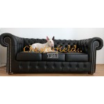 Klassisk XL Chesterfield 3 sits soffa (K70) svart i färg helt i äkta skinn