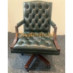 Chesterfield King grön svängbar stol, office chair