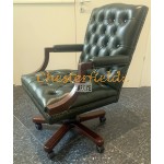 Chesterfield King grön svängbar stol, office chair