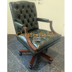 Chesterfield King grön svängbar stol, office chair