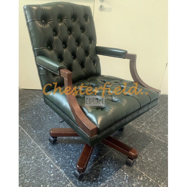 Chesterfield King grön svängbar stol, office chair