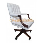 Chesterfield King vit svängbar stol, office chair