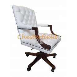 Chesterfield King vit svängbar stol, office chair