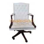 Chesterfield King vit svängbar stol, office chair