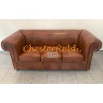 London Chesterfield 3 sits soffa (C12) whisky i färg helt i äkta skinn